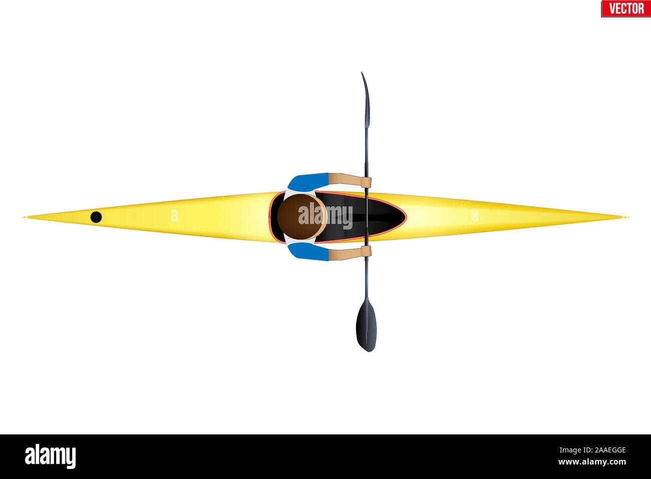 Kayak simple Sprint avec paddler Illustration de Vecteur