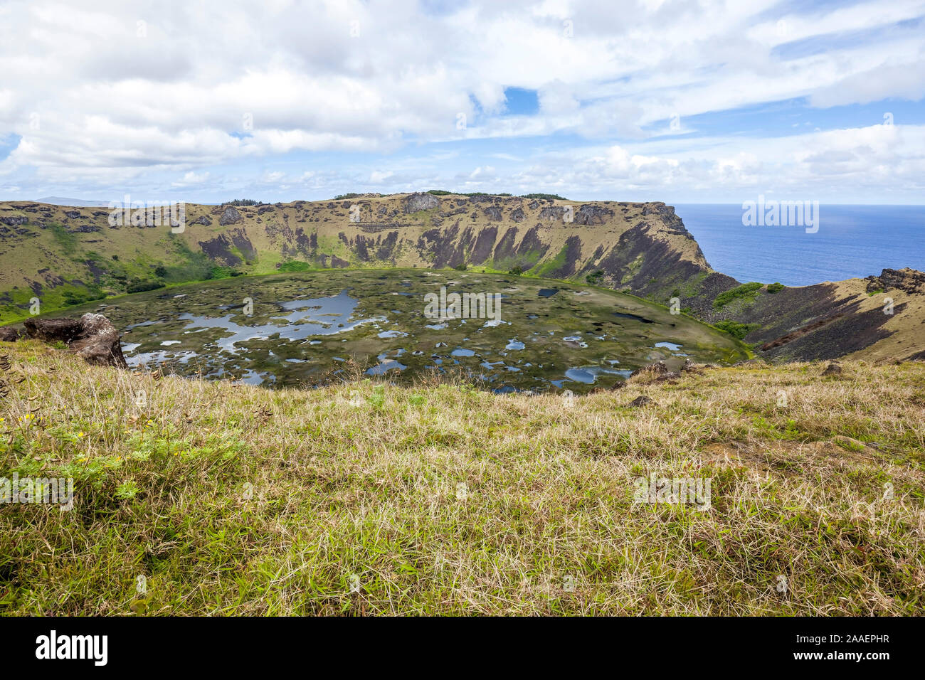 Rano Kau, Rapa Nui, l'île de Pâques, Chili Banque D'Images