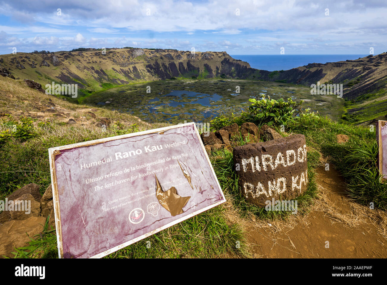 Rano Kau, Rapa Nui, l'île de Pâques, Chili Banque D'Images