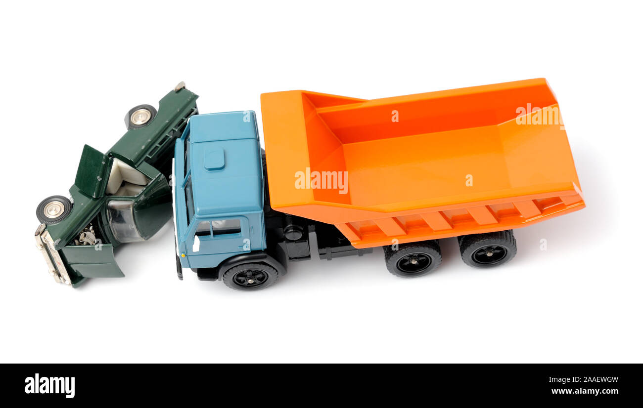 Voitures en accident sur un fond blanc Banque D'Images