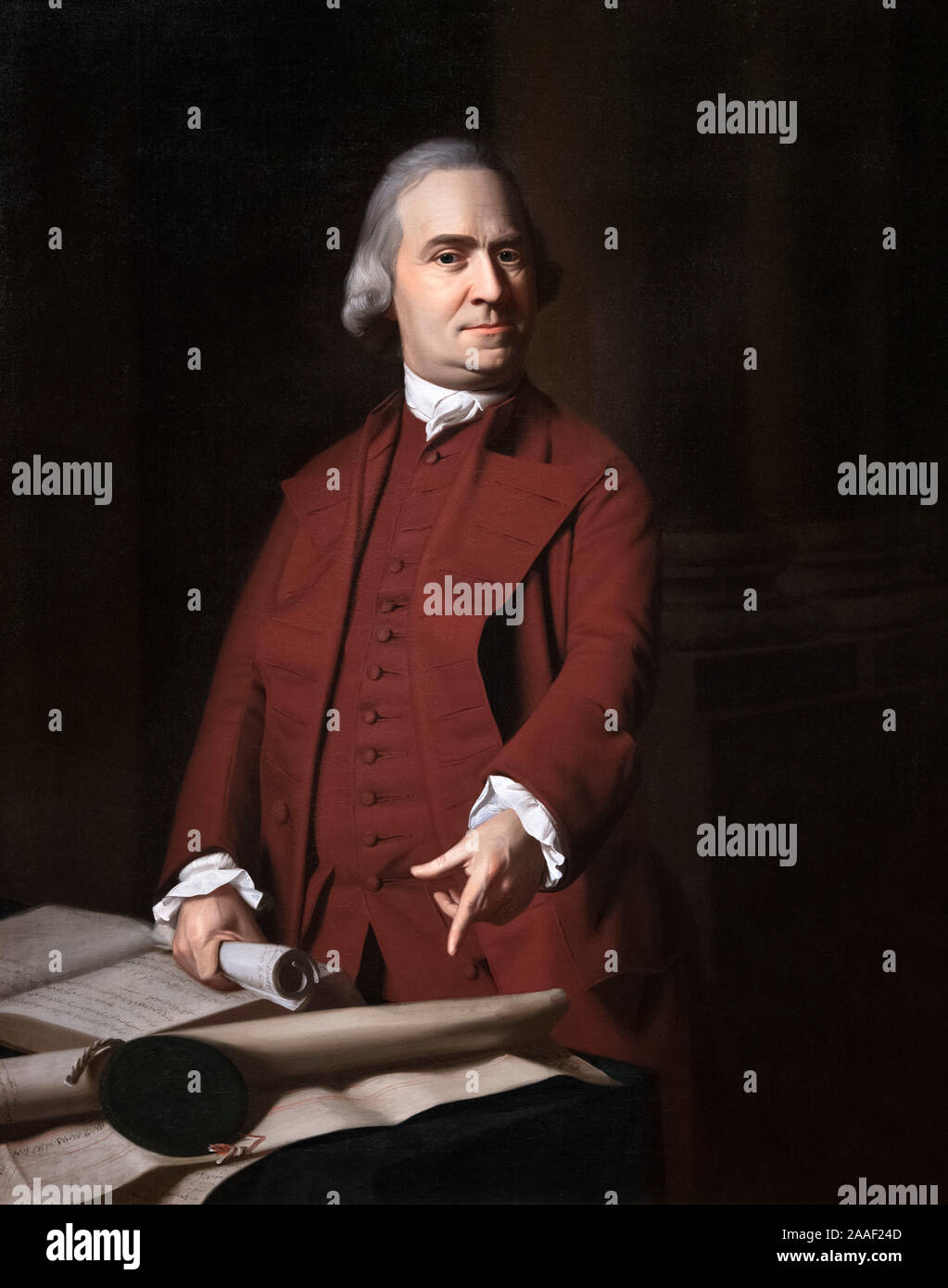 Samuel Adams (1722-1803), un homme d'État américain, philosophe politique, et l'un des pères fondateurs des États-Unis. Portrait par John Singleton Copley (1738-1815), huile sur toile, c.1772 Banque D'Images