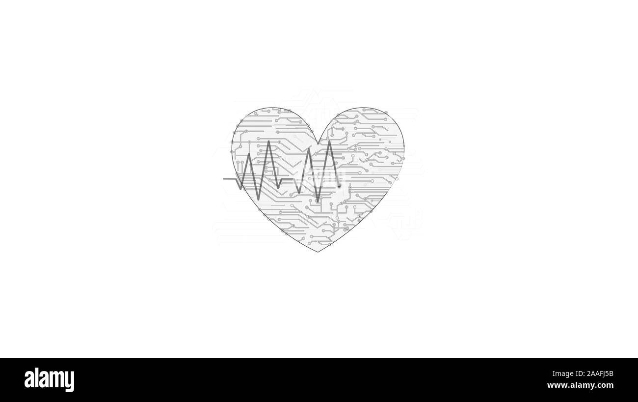 Le pouls Cyber rendu 3D illustration futuriste. Résumé Contexte intro numérique. Concept de la romance, l'amour, la santé, médecine et recherche avancée cyb Banque D'Images