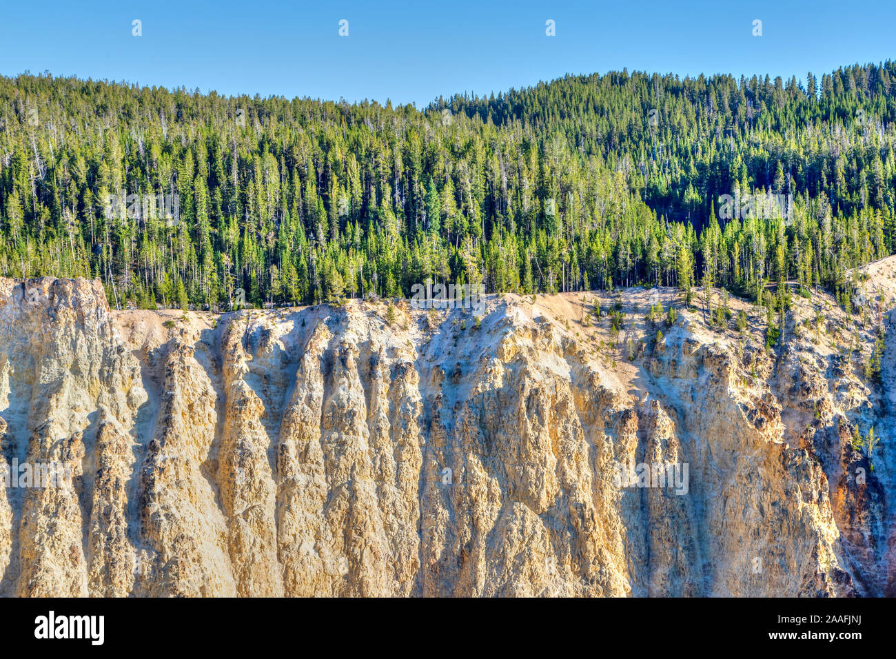 Formations rocheuses uniques au Grand Canyon du Parc National de Yellowstone. L'activité de source chaude à travers les âges modifié les roches de lave pour produire e Banque D'Images