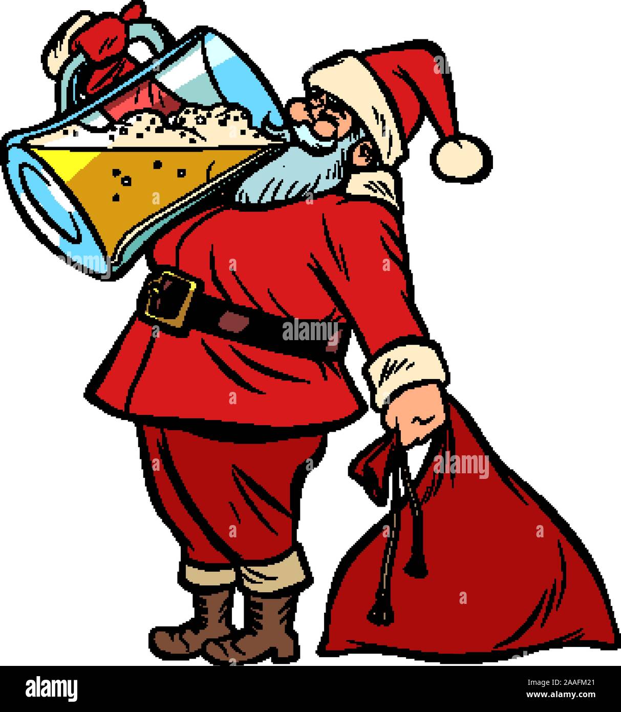 Santa Claus boire de la bière. Noël et nouvel an Illustration de Vecteur