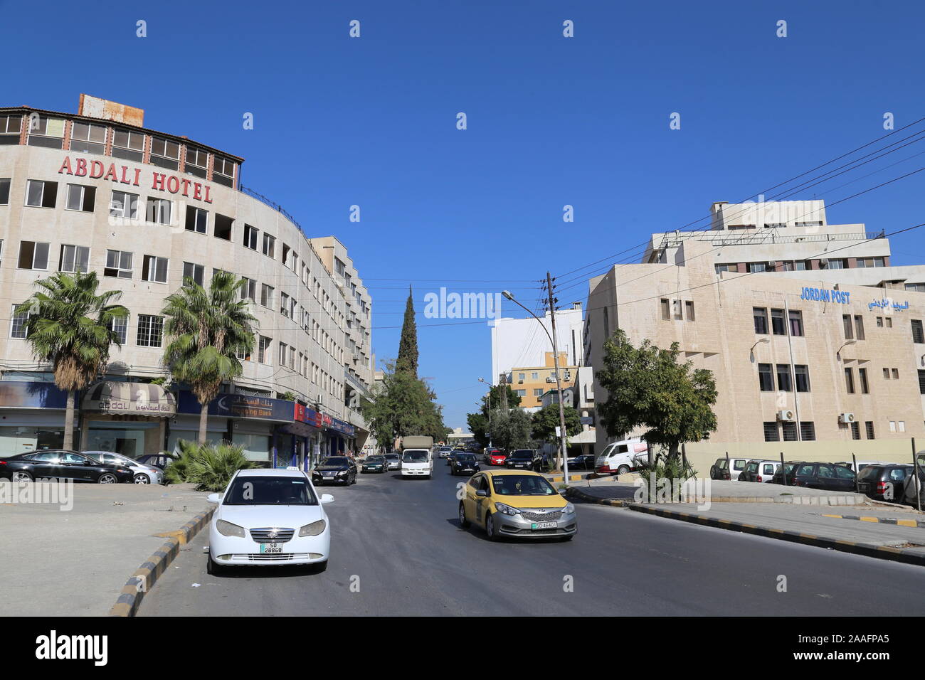 Abdali Hôtel Et Poste, Rue King Hussein, Jabal Weibdeh, Amman, Jordanie, Moyen-Orient Banque D'Images