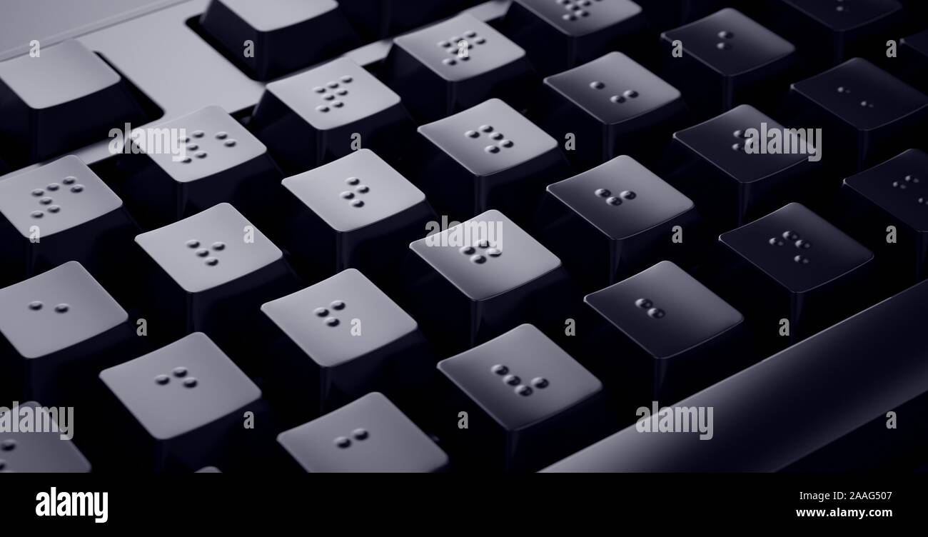 Black clavier braille. Touches accessibles pour les aveugles. Banque D'Images