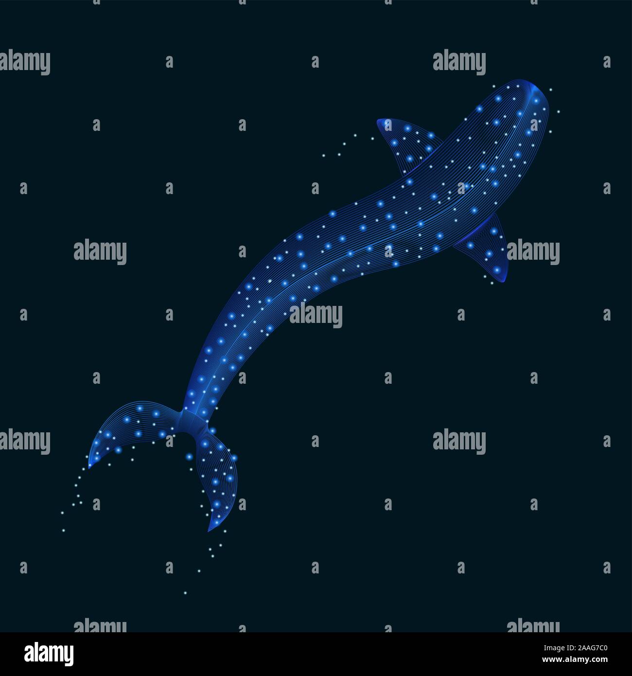 Abstract Shark swimming underwater avec bulles et galaxy stars - mélanges contient Illustration de Vecteur