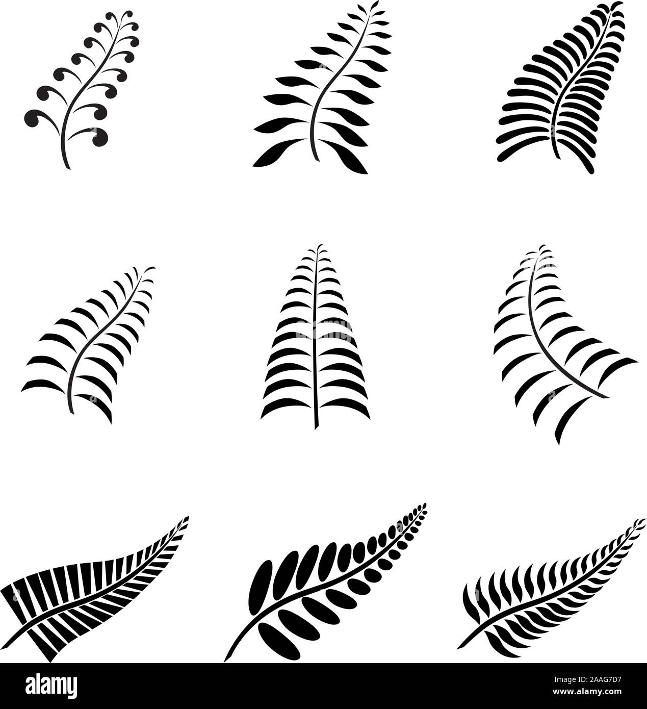 La NOUVELLE ZELANDE et le logo Tatouage Fern Leaf avec style Maori Koru Design regroupés Illustration de Vecteur