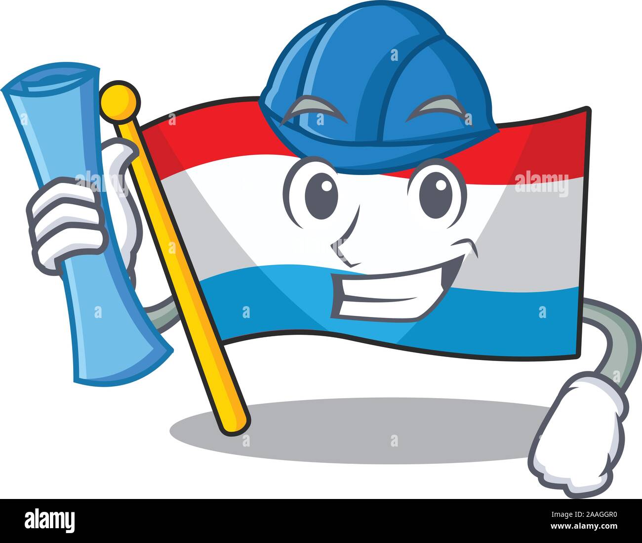 Luxembourg le drapeau gai cartoon style architecte holding blue prints Illustration de Vecteur