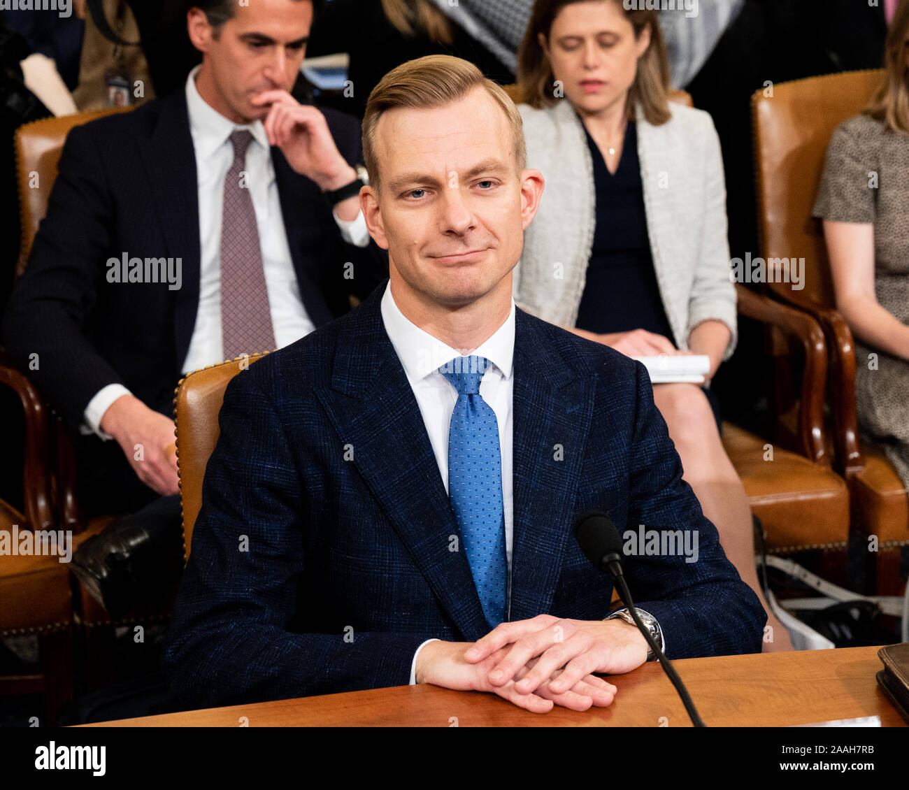 David Holmes, Département d'État officiel qui sert de conseiller aux affaires politiques à l'ambassade des États-Unis à l'Ukraine participe à la tenue d'auditions ouvertes sur l'impeachment du président Donald Trump de la Chambre Intelligence Committee à Washington. Banque D'Images