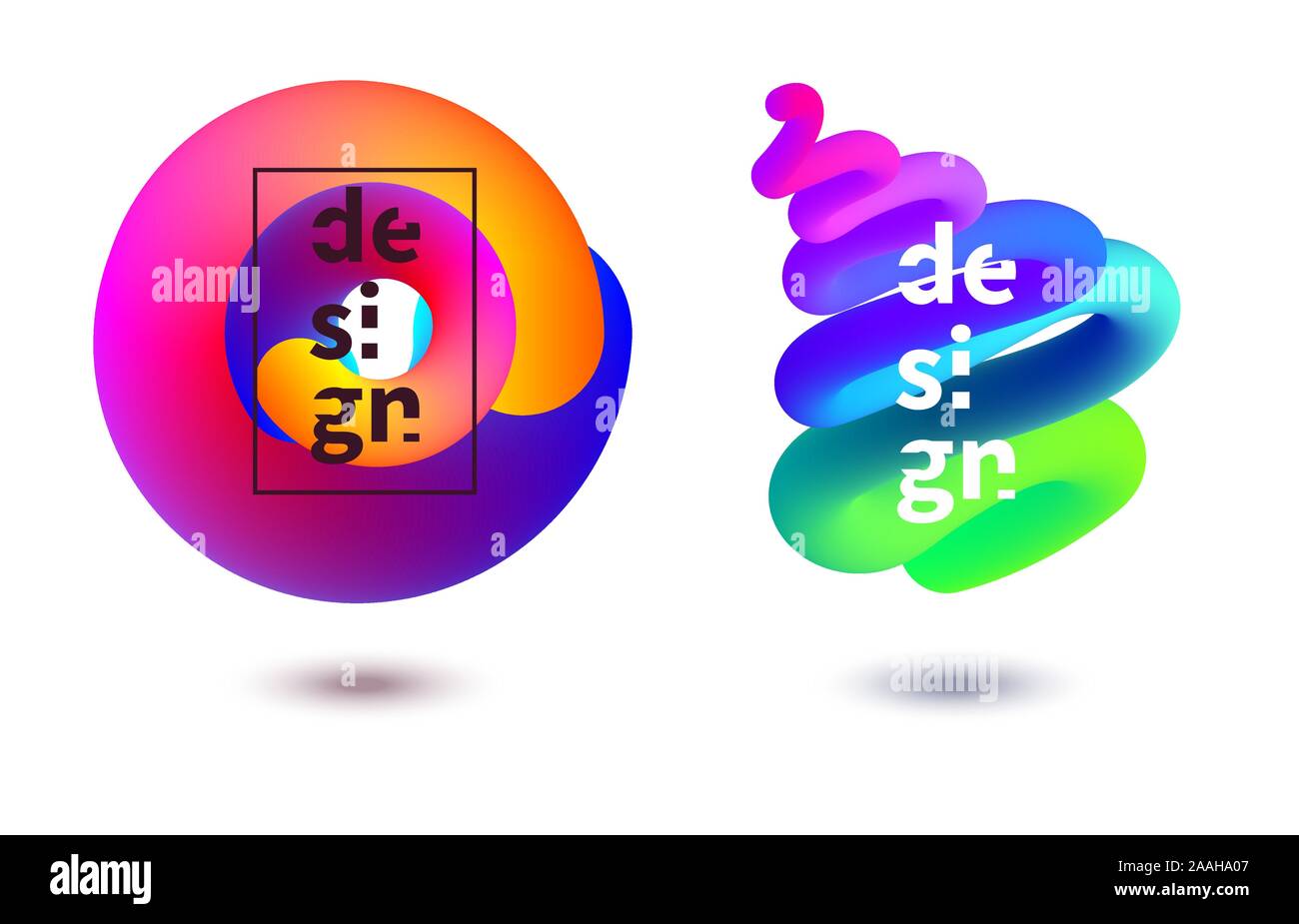 Mélange de formes, jeu de cadres numériques, modèle vectoriel pour logo, graphique tendance liquide Illustration de Vecteur