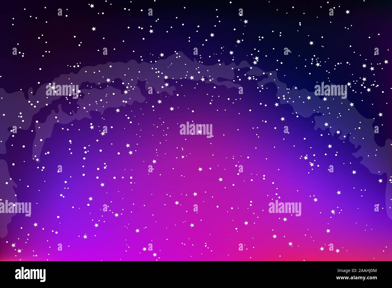 Magnifique ciel Starry, arrière-plan abstrait. Étoiles et constellations sur le fond de la voie laiteuse et du gradient bleu rose. Illustration de Vecteur