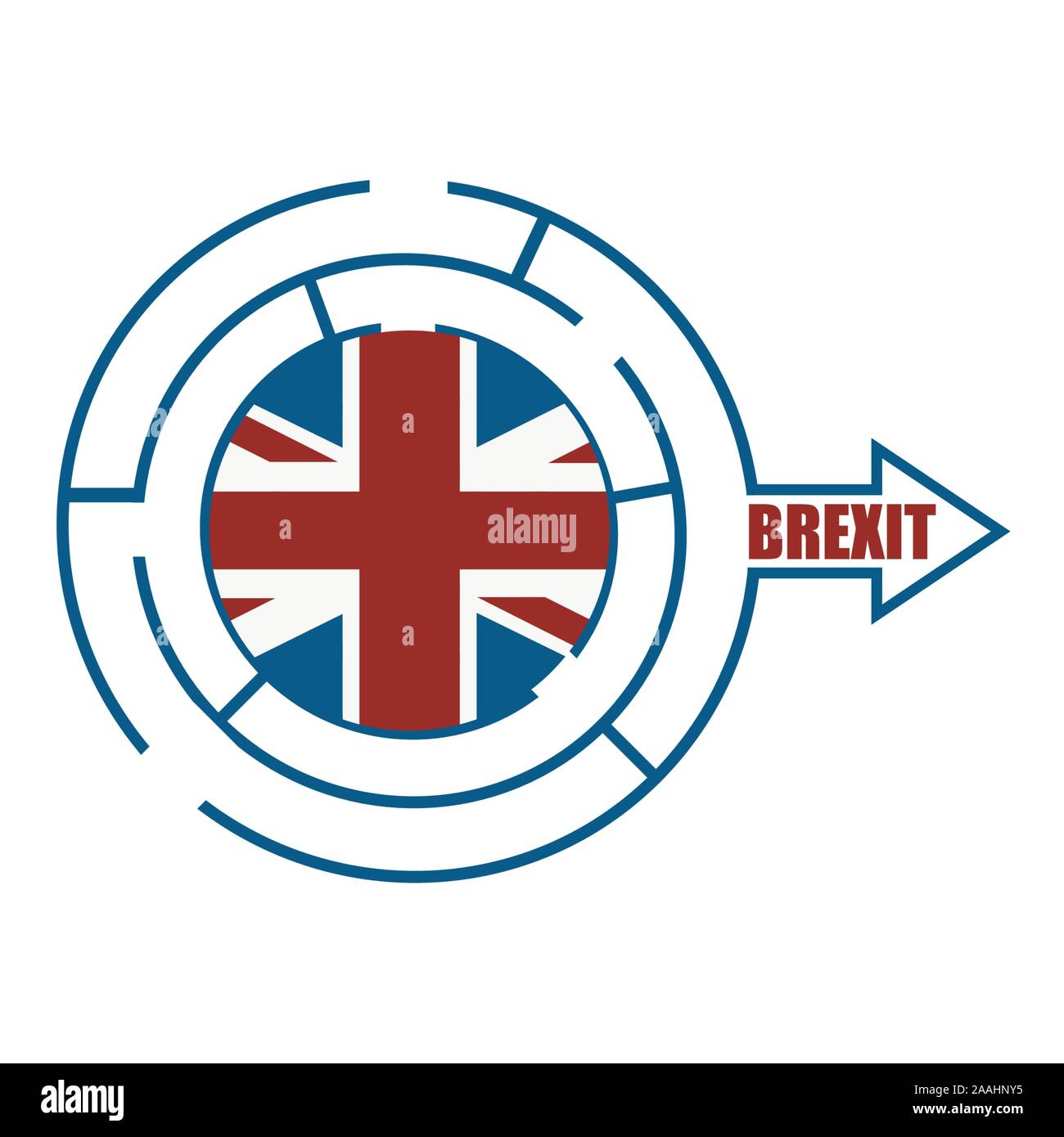 Drapeau de l'Angleterre dans le dédale des problèmes politiques, la métaphore. Illustration de Vecteur