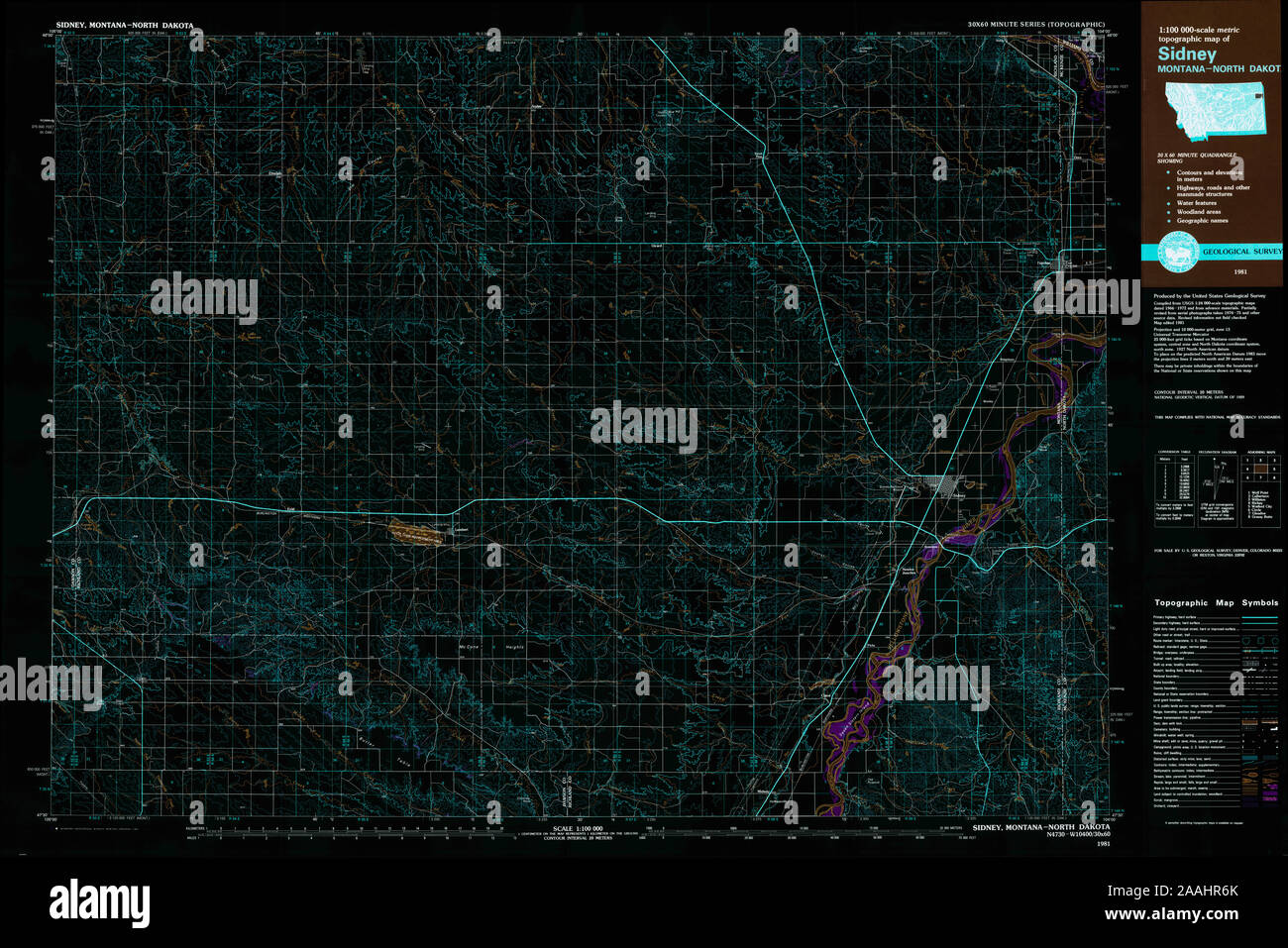 Mappa di sidney montana Banque de photographies et d’images à haute