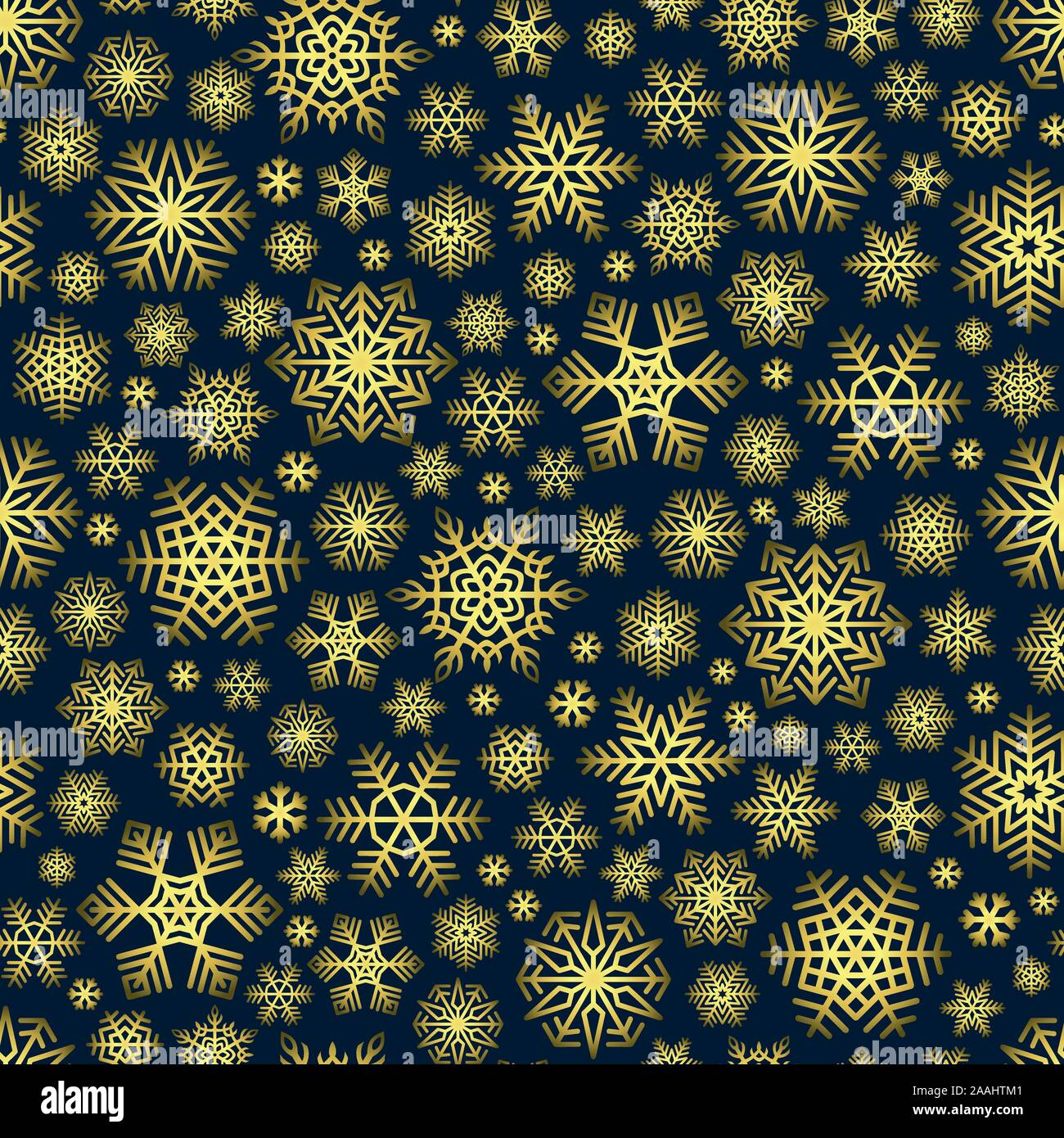 Motif flocons sur fond bleu transparent. La chute de neige d'or Illustration de Vecteur