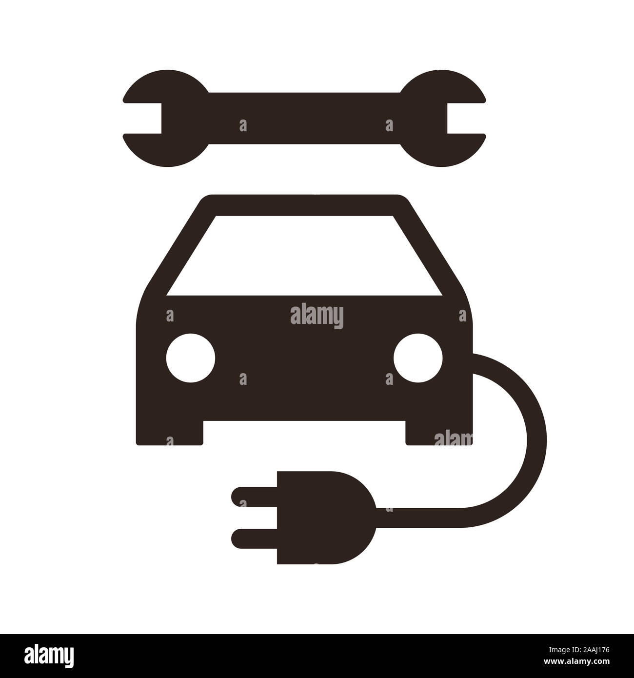 L'icône service de voiture électrique. Electric auto repair shop sign isolé sur fond blanc Banque D'Images
