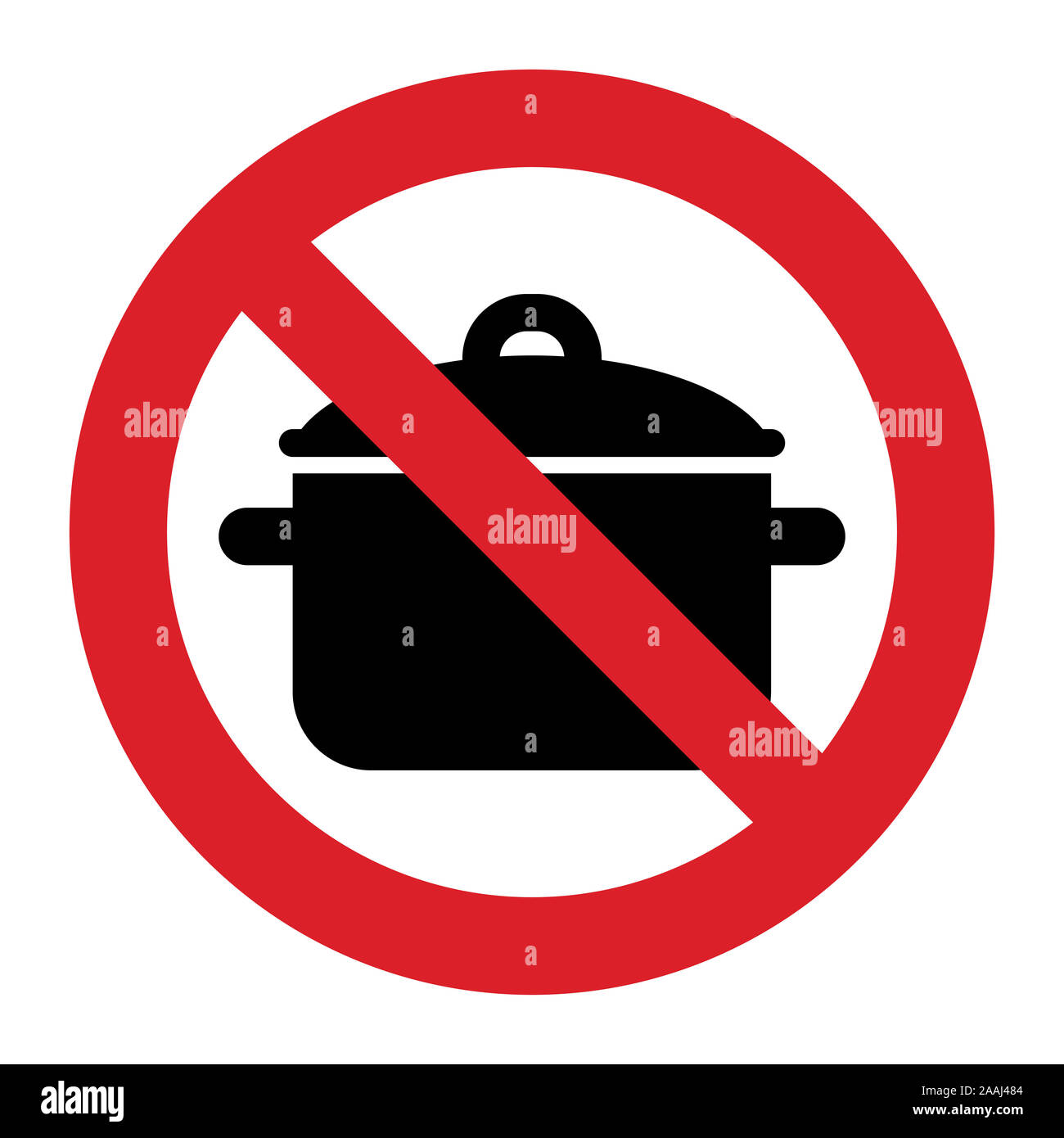 Pas de plat de cuisson signe isolé sur fond blanc Banque D'Images