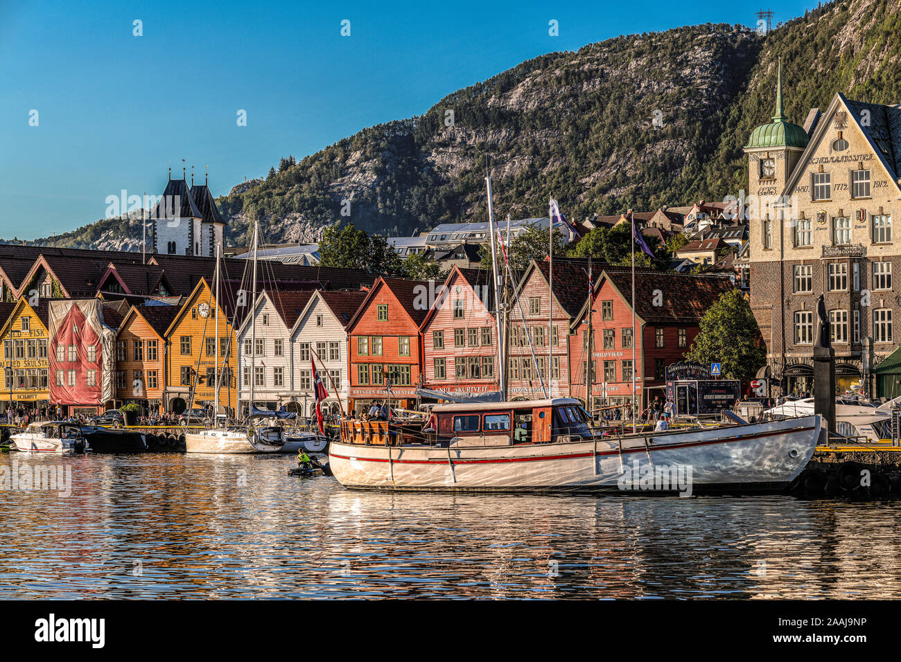 La Norvège. Norvegia. Bergen. Bryggen, quartier historique Banque D'Images