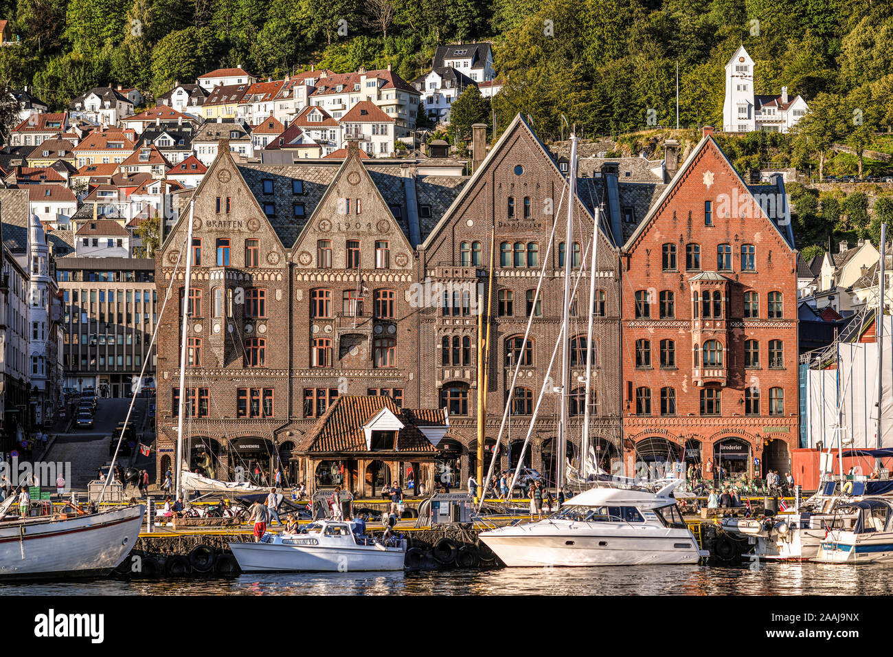 La Norvège. Norvegia. Bergen. Bryggen, quartier historique Banque D'Images