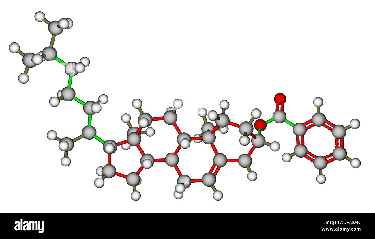 Le benzoate de cholestéryle, une molécule de cristal liquide Banque D'Images