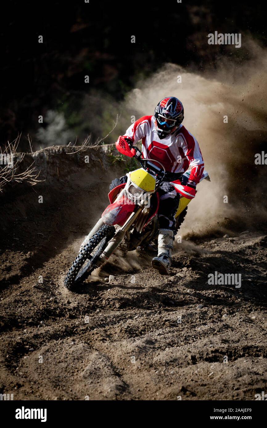 Moto cross en action Banque D'Images