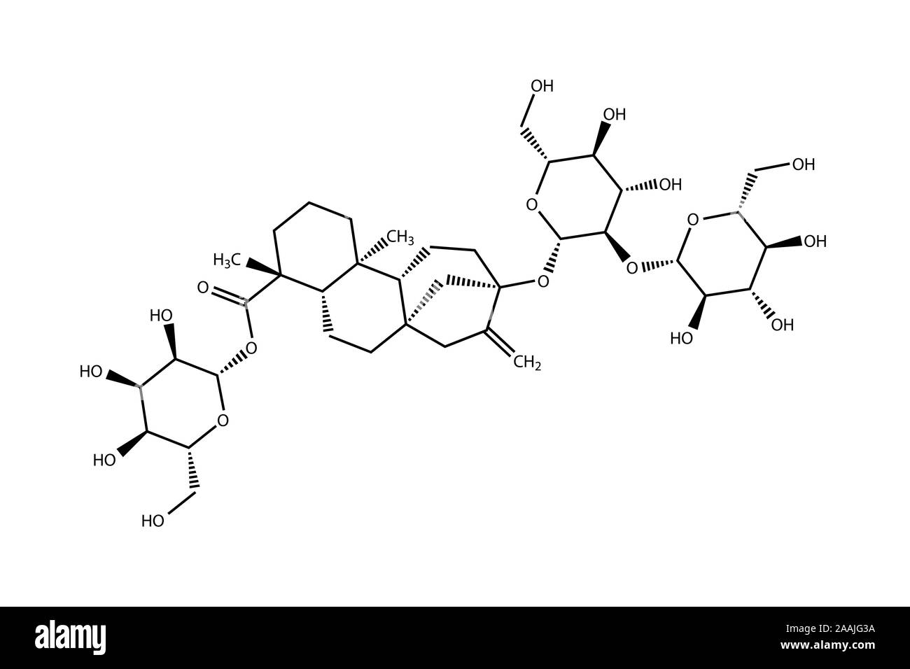 Formule de structure du stévioside Banque D'Images