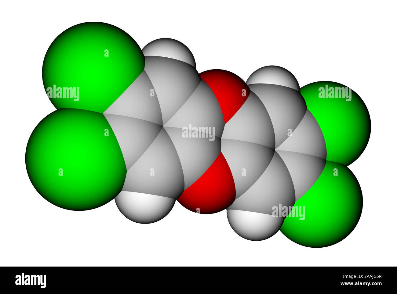 Empoisonner le 2,3,7,8-tétrachlorodibenzo-p-dioxine (dioxine). Remplissage de l'espace modèle moléculaire Banque D'Images