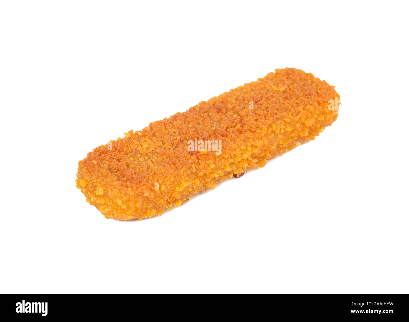 Stick de poisson en friture isolé sur fond blanc Banque D'Images