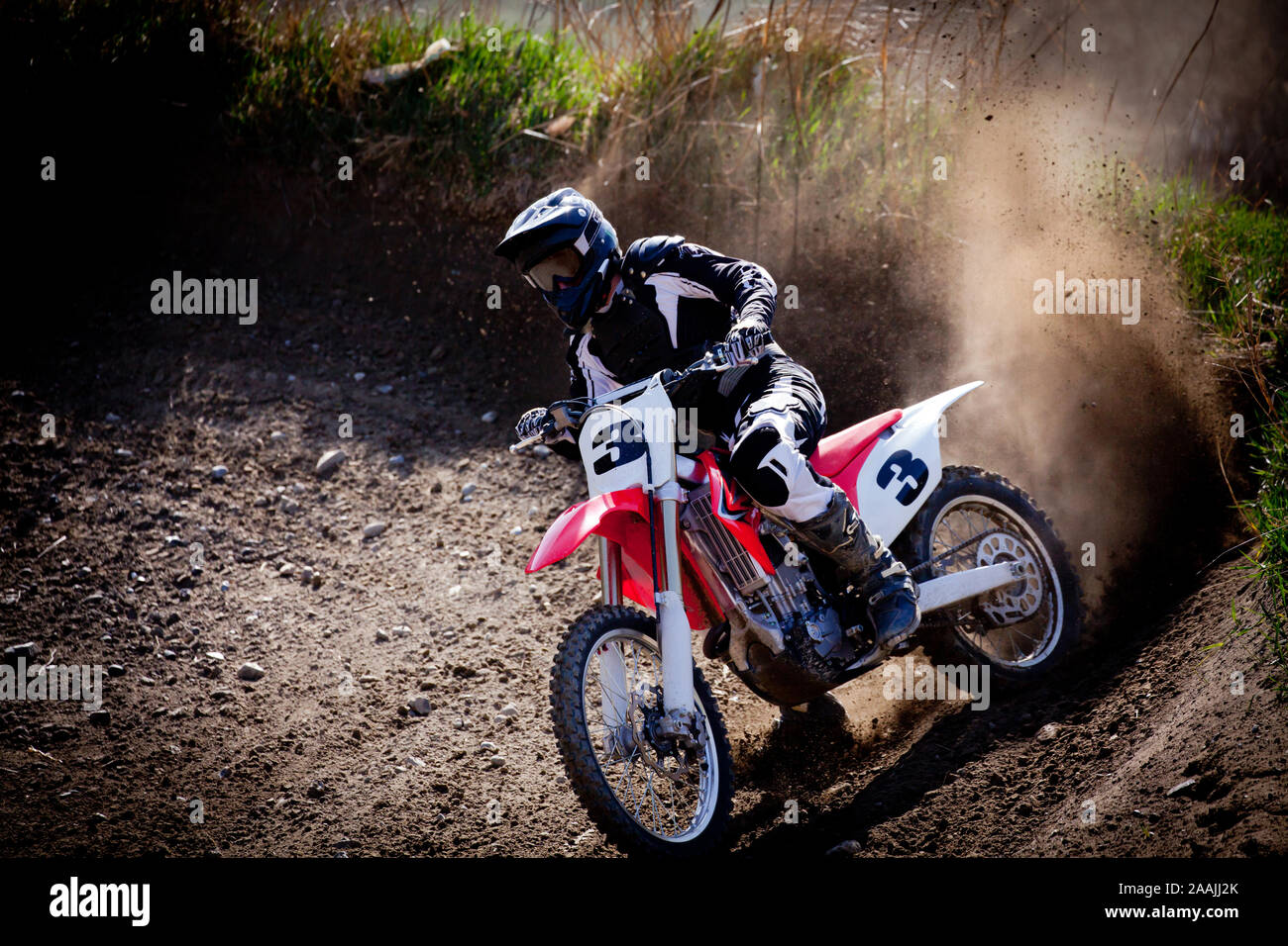 Moto cross en action Banque D'Images