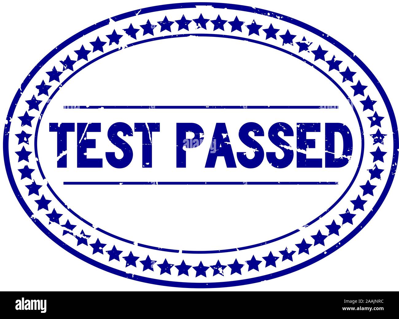 Grunge blue test passe word joint en caoutchouc ovale stamp sur fond blanc Illustration de Vecteur