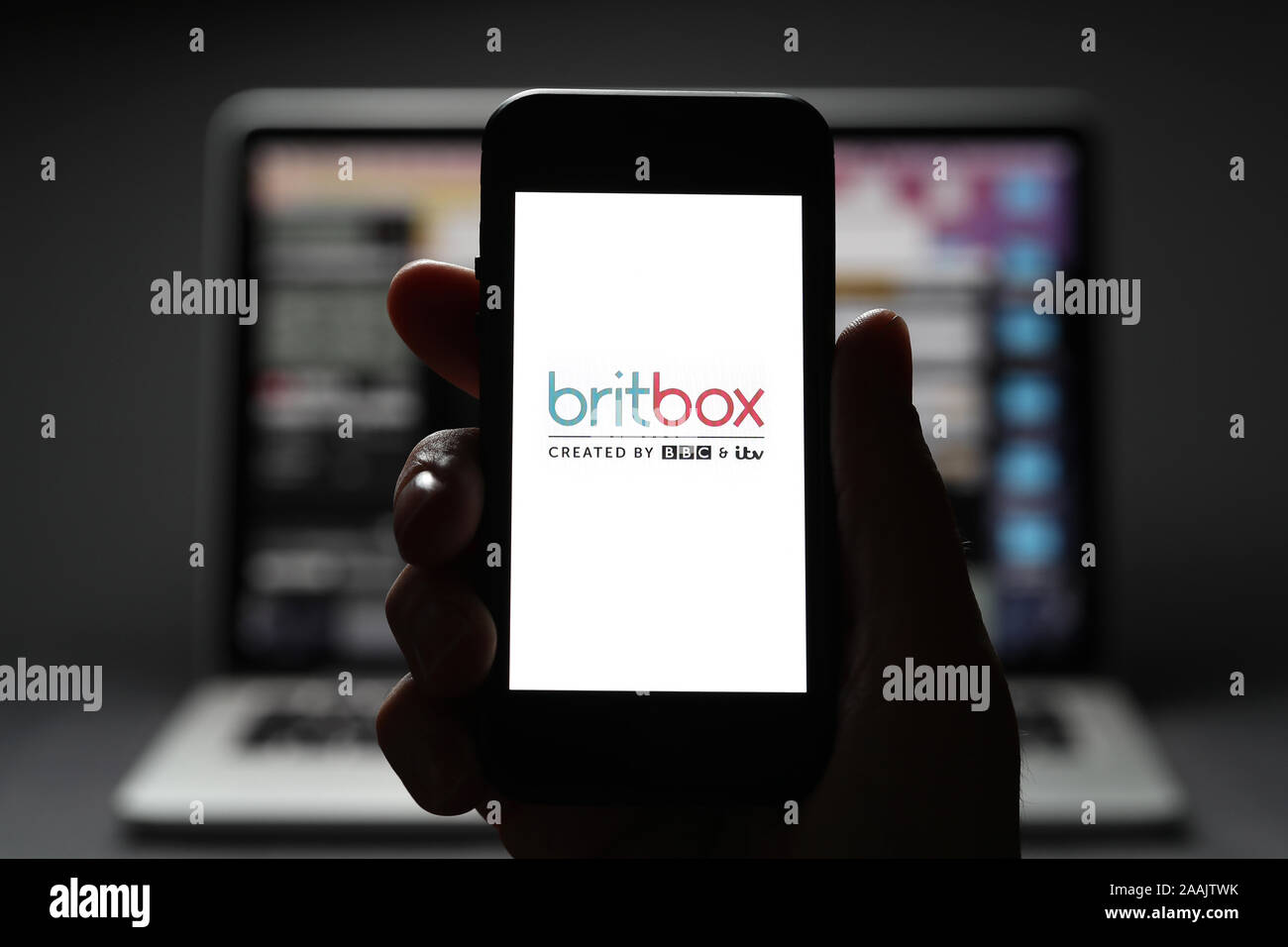 Britbox streaming service app par la BBC et ITV sur un téléphone mobile Banque D'Images