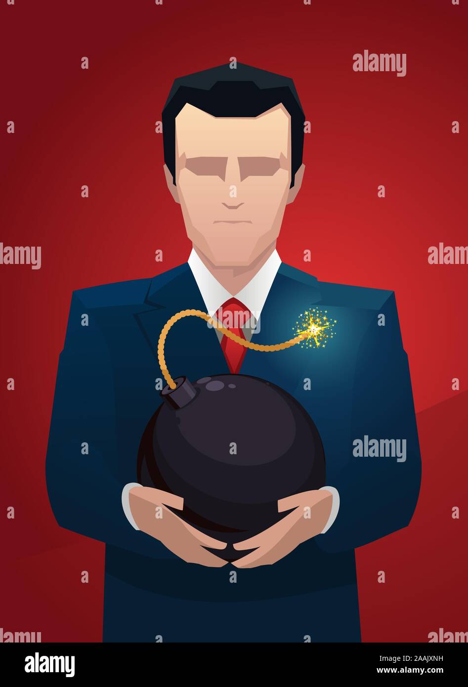 Businessman avec une bombe entre les mains d'illustration vectorielle. Illustration de Vecteur
