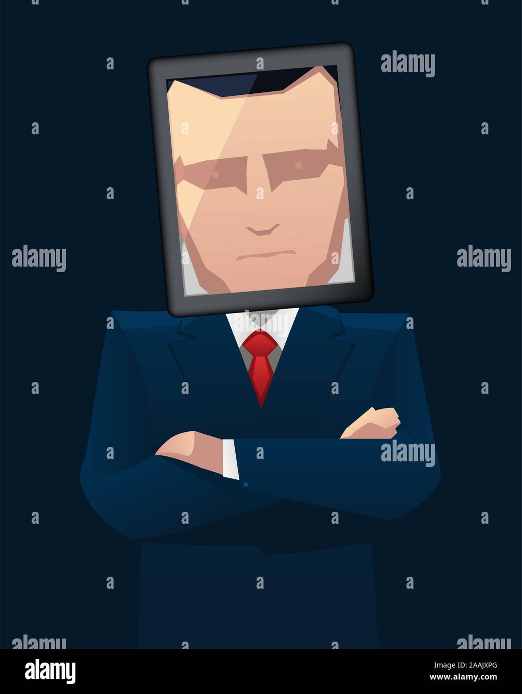 Businessman with tablet head vector illustration. Illustration de Vecteur