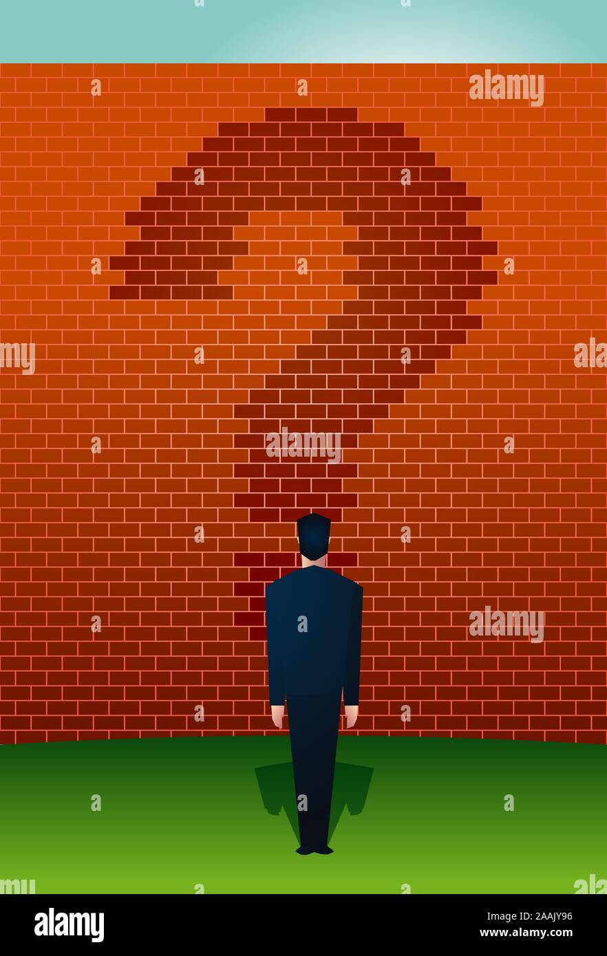 Businessman standing devant un mur avec un point d'interrogation. Illustration de Vecteur Businessman standing devant un mur avec un point d'interrogation. Illustration de Vecteur