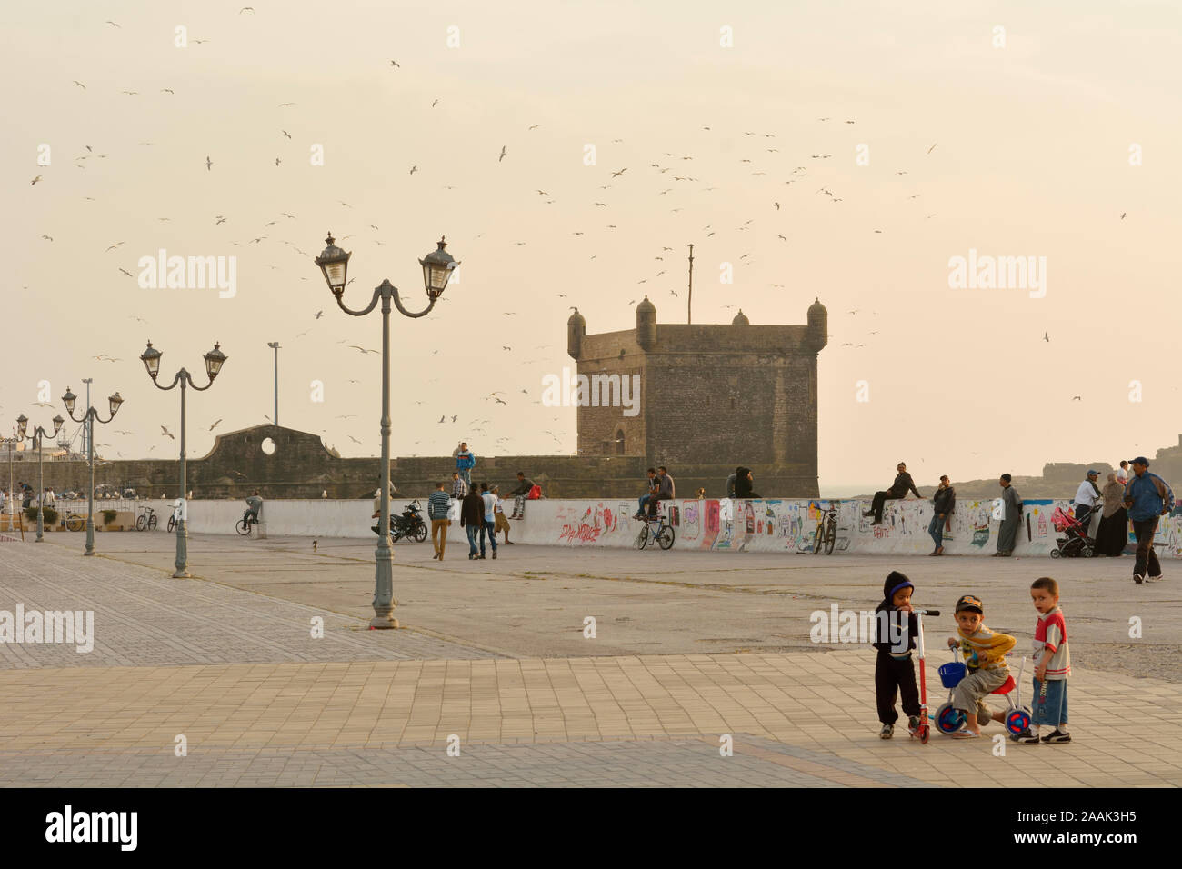 Place Moulay Hassan, Essaouira, Site du patrimoine mondial de l'Unesco. Maroc Banque D'Images