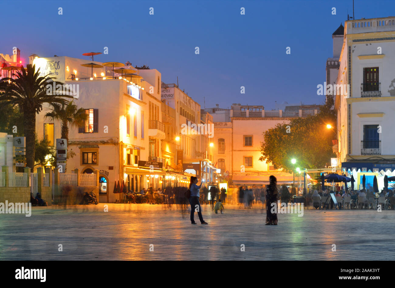 Place Moulay Hassan, Essaouira. Site du patrimoine mondial de l'Unesco, le Maroc Banque D'Images