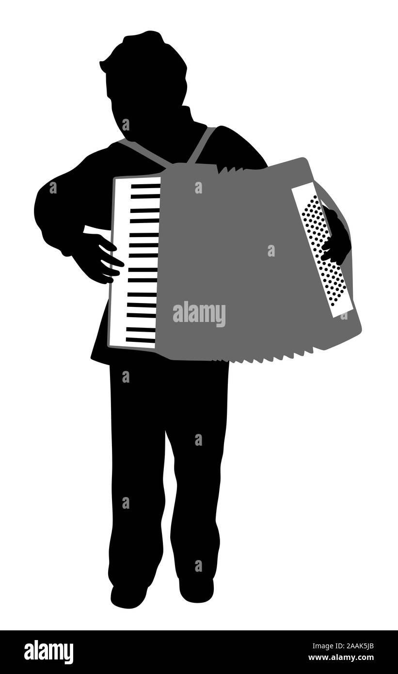 L'accordéoniste boy Illustration de Vecteur