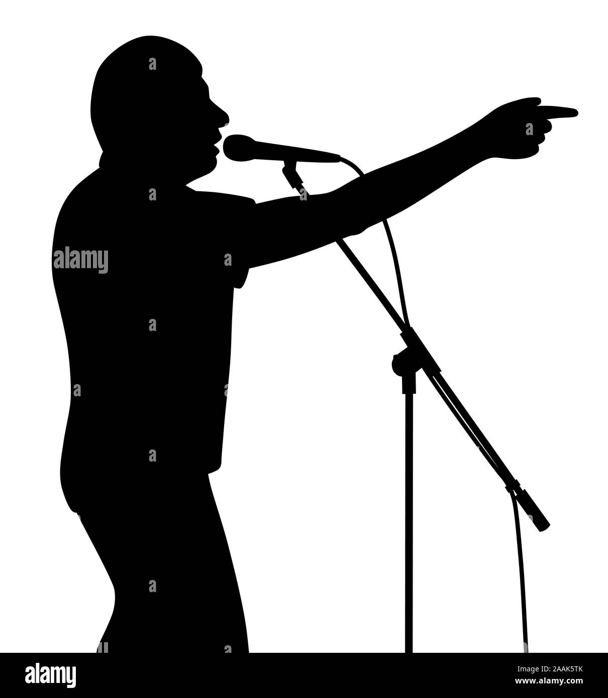 Homme d'affaires homme homme politique le président maître de conférences discours de motivation à pointer du doigt ou chanteur est orienté. Illustration de Vecteur