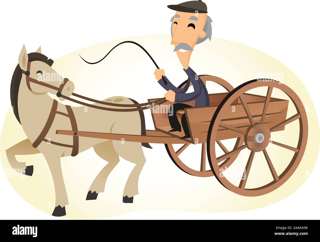 Vieil homme sur un cheval powered panier cartoon illustration Illustration de Vecteur