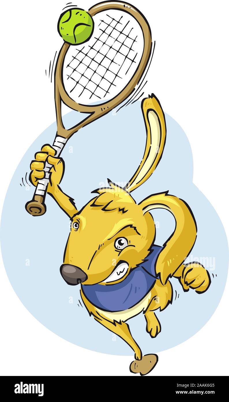 Jouer au tennis lapin cartoon illustration Image Vectorielle Stock - Alamy
