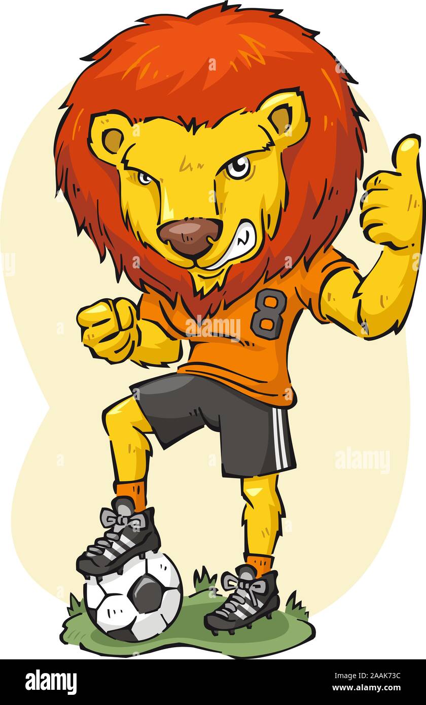 Cartoon illustration d'un Lion pour le football. Illustration de Vecteur