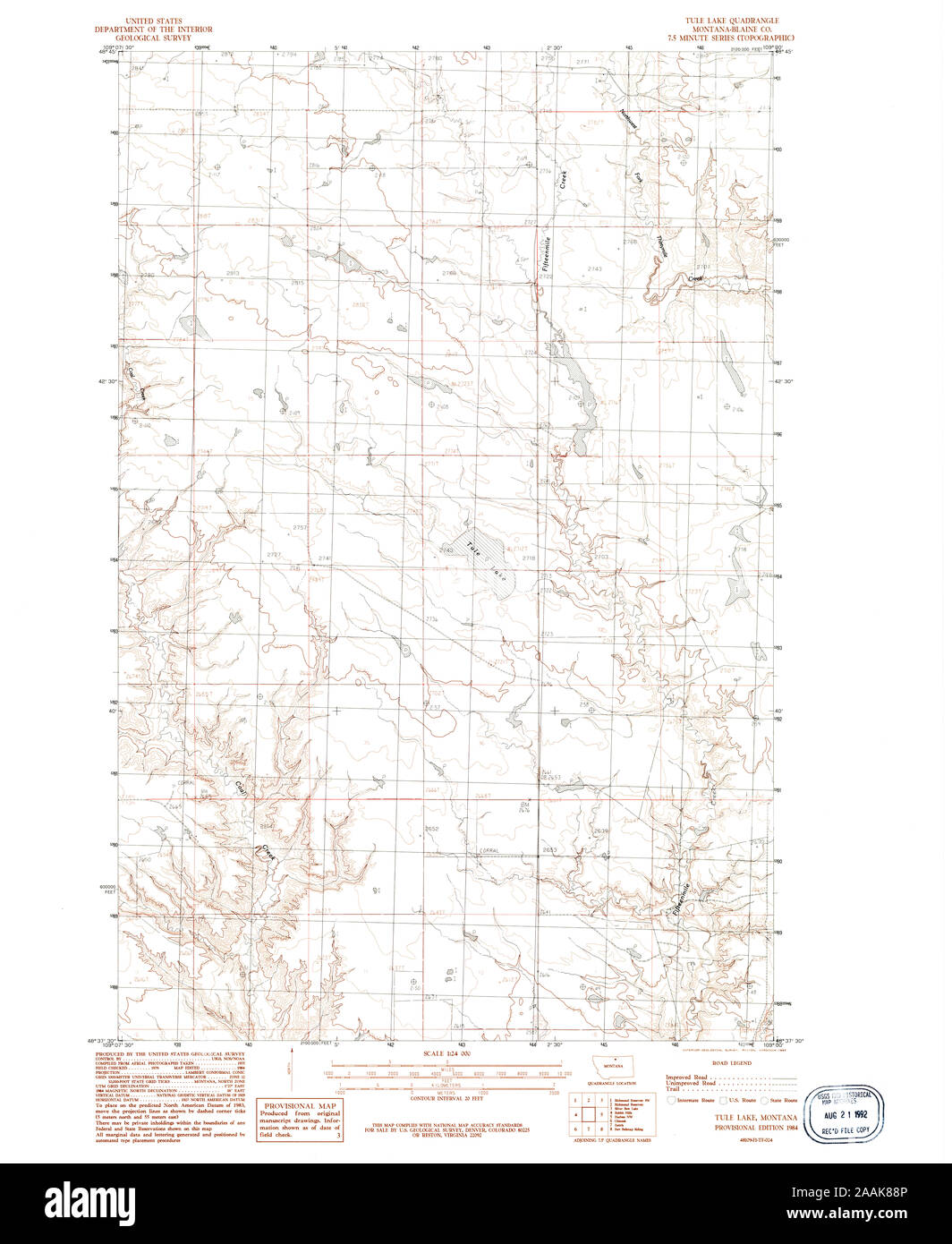 Carte TOPO USGS Montana MT Tule Lake 2672881984 24000 Restauration geo Banque D'Images