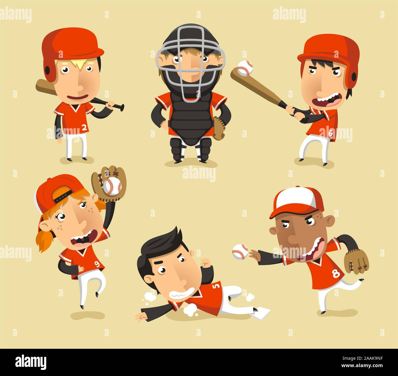 L'équipe De Baseball Des Enfants, Vector Illustration Cartoon Image ...