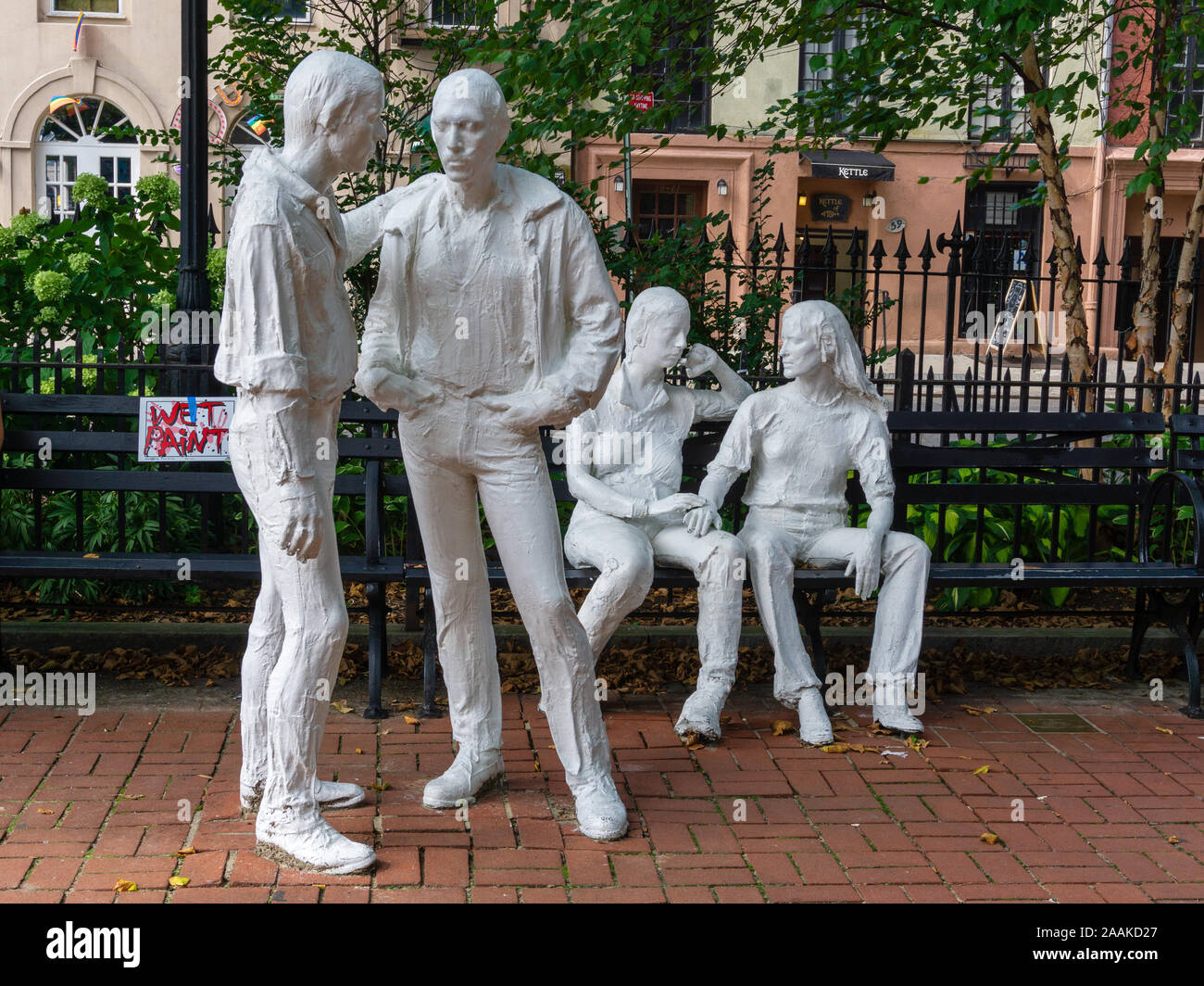George Segal's Gay Pride Sculptures à Christopher Square Park, Greenwich Village, New York Banque D'Images