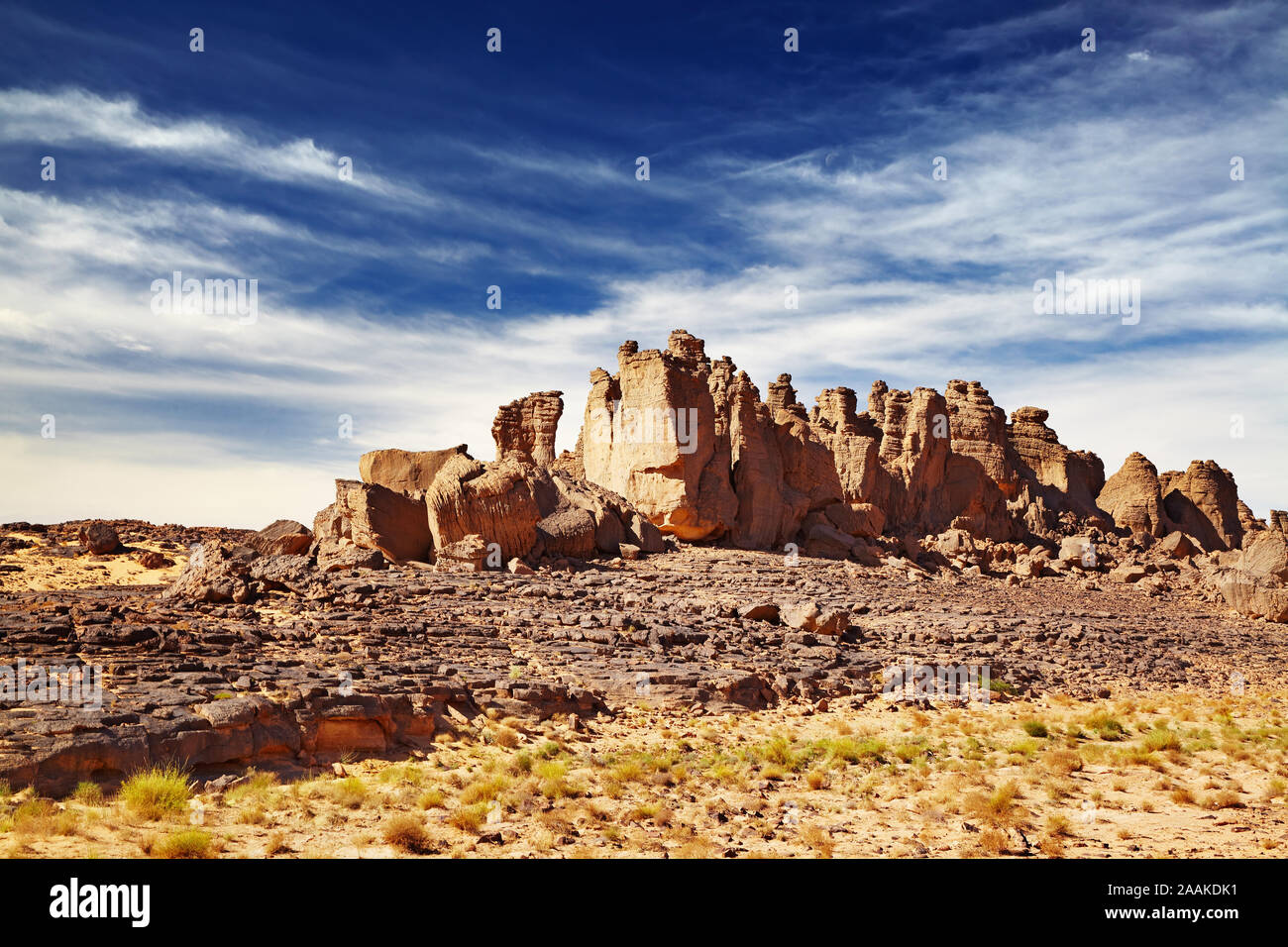 Falaises bizarres en désert du Sahara, Tassili N'Ajjer, Algérie Banque D'Images