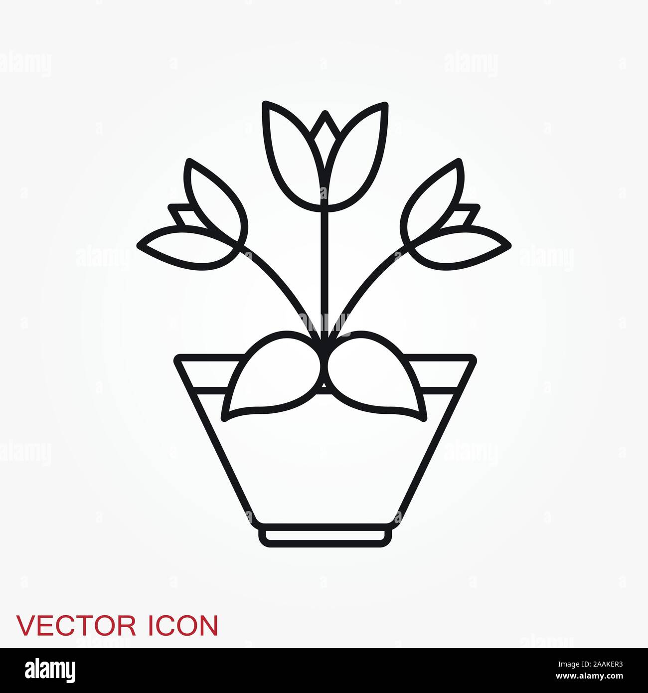 L'icône en forme de pot, vectorisés de plantes dans un pot, fleur Illustration de Vecteur