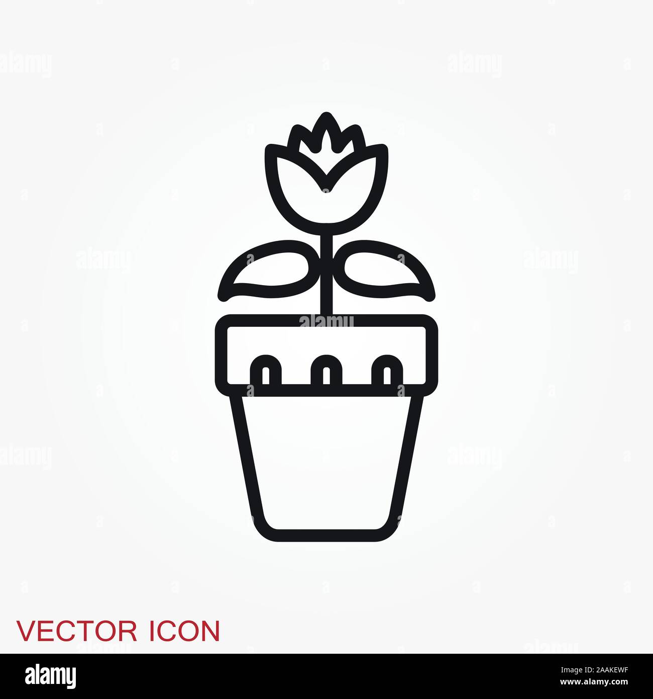 L'icône en forme de pot, vectorisés de plantes dans un pot, fleur Illustration de Vecteur