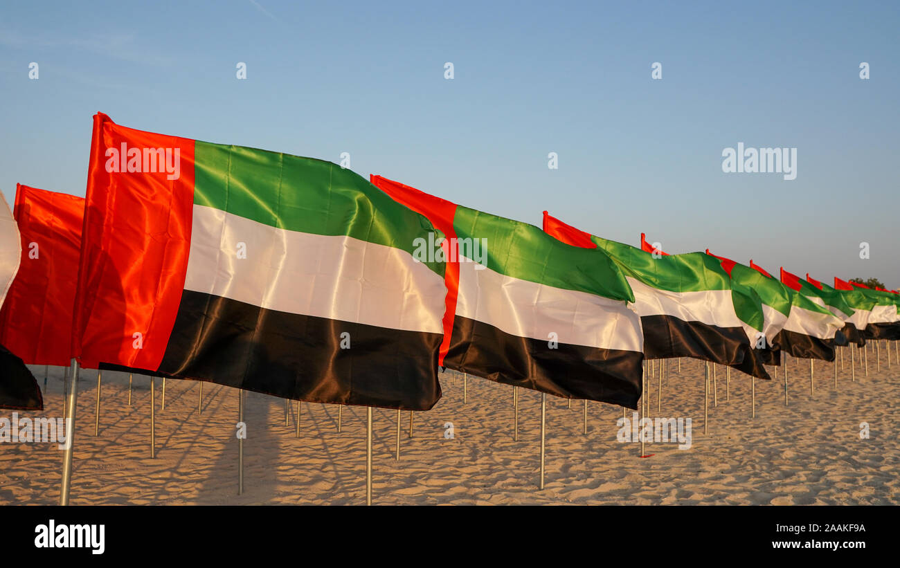 Journée nationale du drapeau des EAU à la plage de kite Banque D'Images