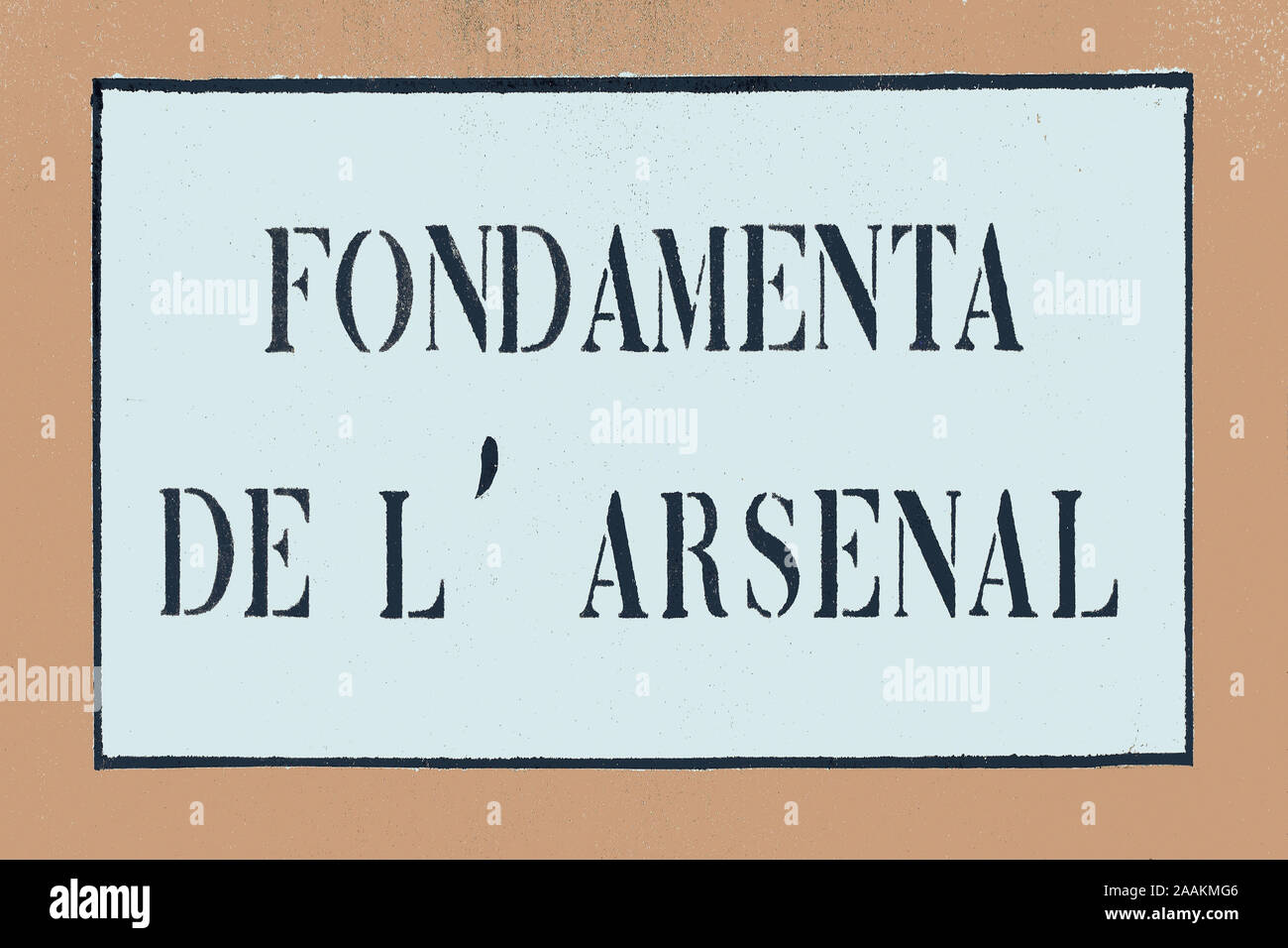 Street sign du Fondamento de l'Arsenal à l'Arsenal de Venise historique au quartier Castello de Venise - Italie. Banque D'Images