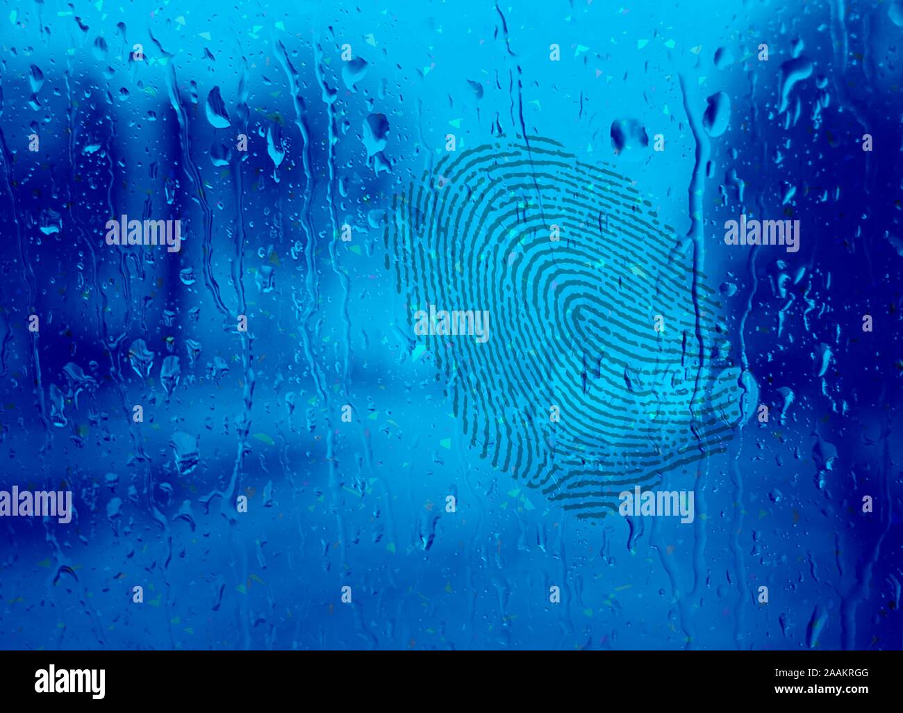 Empreinte digitale sur verre humide, illustration Banque D'Images